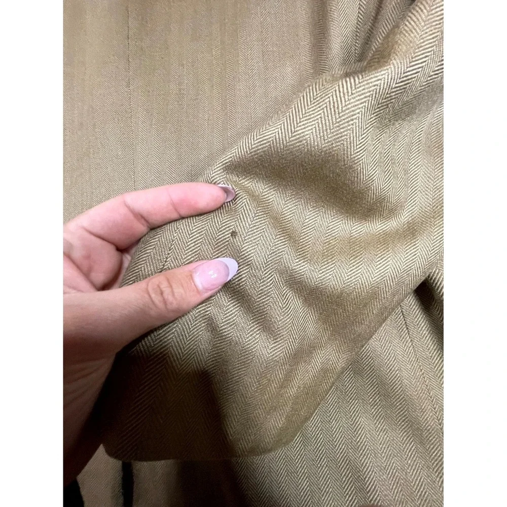Chaps Ralph Lauren Blazer Jacket Men Tan Silk Herringbone Sport Coat Notch Lapel